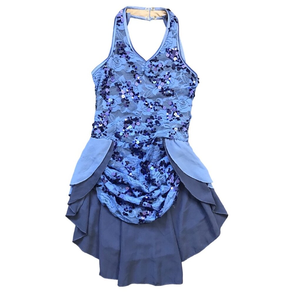 Weissman Dance Costume Girls Size IC (6X/7) Sequined with Half‎ Skirt Periwinkle